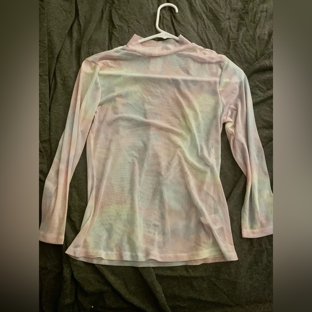 Rainbow mesh long sleeve shirt,size medium